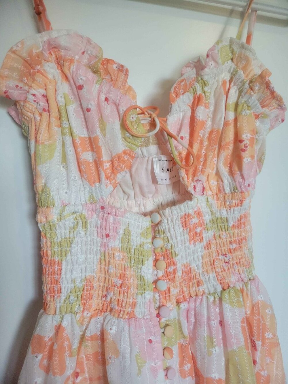 SABO beautiful floral summer dress frilly with cut out, womens - Picture 3 of 5